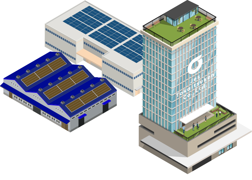 Jes東海通建の本社と事業所のイラスト